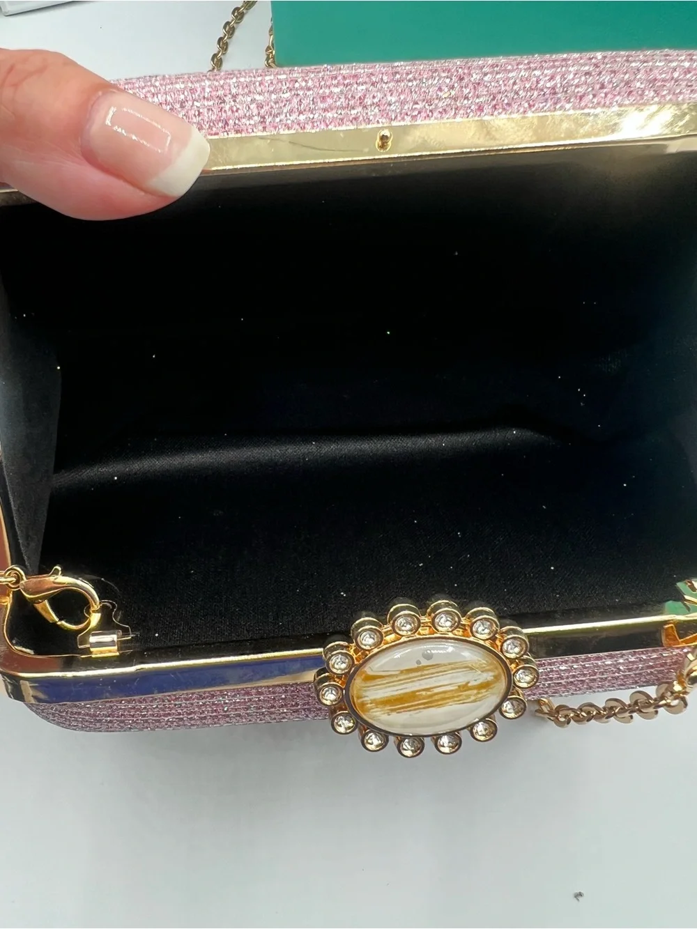 Elegant NWOT Evening Bag - Clutch, shoulder or Crossbody with adorable Keychain